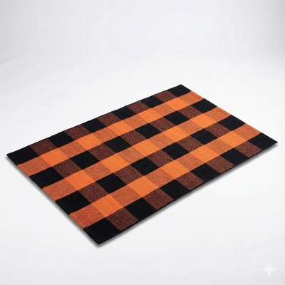 Orange & Black Plaid Poly-Co...